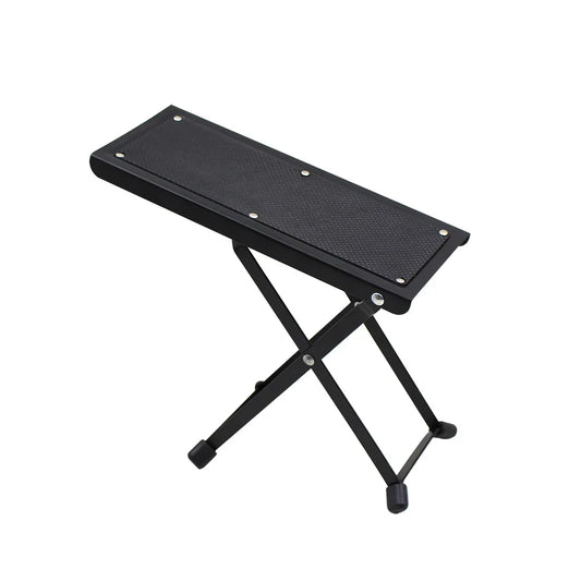 Guitar Foot Stool – 4 Position Height Adjustable, Foldable Pedal Rest for Guitar, Black Footstool for Guitar Pedal Accessories