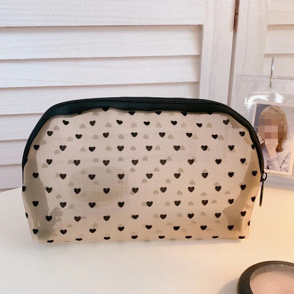 Female Makeup Pouch – Portable Small & Large Mesh Cosmetic Bag, Toiletry Beauty Case, Travel Makeup Organizer Storage Bag