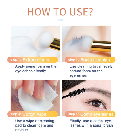 Lash Super Concentrate Mousse – Gentle Eyelash Shampoo Foam for Extensions & Makeup Tools