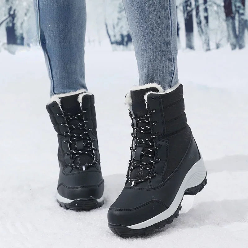 Women’s Snow Boots — Non-Slip Waterproof Fur-Lined Platform Ankle & Thigh-High Winter Boots with Wedges