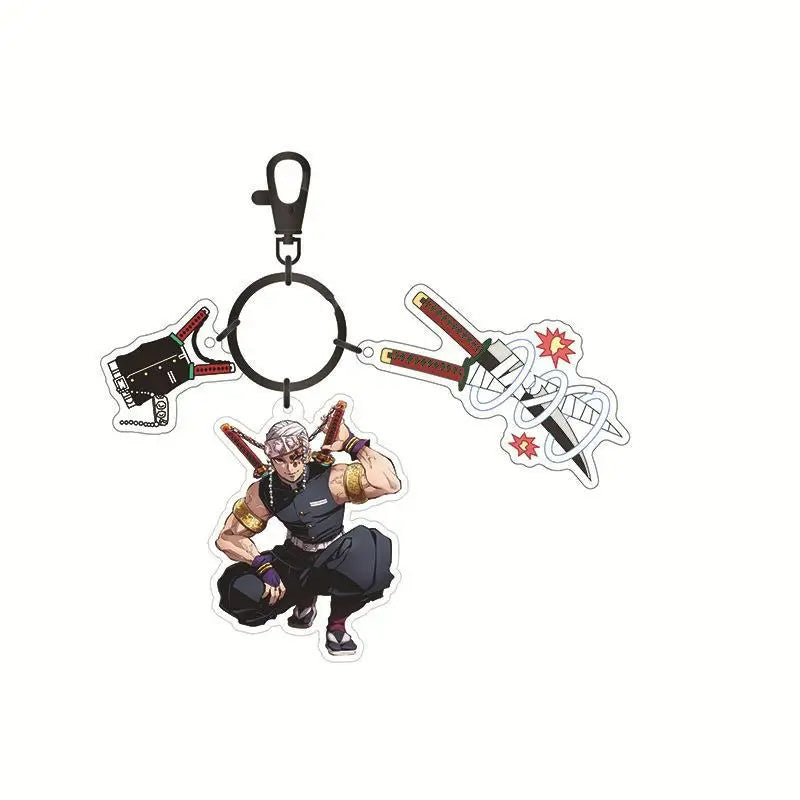 Anime Demon Slayer Acrylic Keychain – Tanjiro & Nezuko Kamado Cartoon Schoolbag Pendant Character Charm Kids Gift Accessories