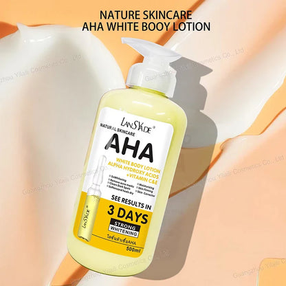 500ml Whitening Body Cream – AHA, Vitamin C&E Moisturizing Lotion for Acne Mark Removal & Skin Lightening