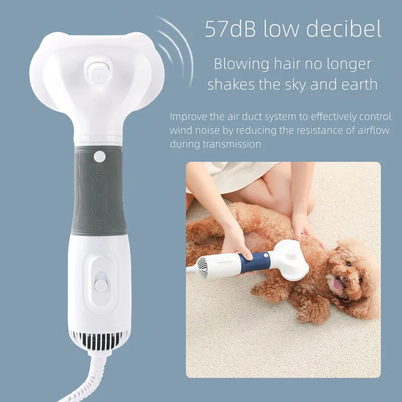 3-in-1 Pet Dryer - Quiet Dog Hair Dryer with Comb Brush | Low Noise, Adjustable Temperature for Cats & Dogs