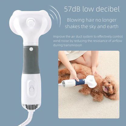 3-in-1 Pet Dryer - Quiet Dog Hair Dryer with Comb Brush | Low Noise, Adjustable Temperature for Cats & Dogs