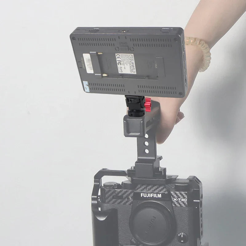 Mini Monitor Mount Holder – Swivel & Tilt Tripod Head with Cold Shoe Adapter for Flash, Microphone, and Fill Light