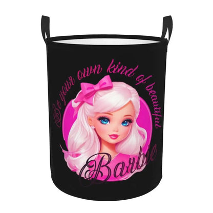 Custom Barbie Logo Laundry Basket – Collapsible Large Capacity Clothes Storage Bin, Disney Baby Hamper