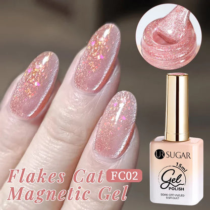 UR SUGAR Jelly Pink Cat Magnetic Gel Nail Polish 15ml - Glitter Ice Effect Soak Off UV LED Semi-Permanent Manicure Gel