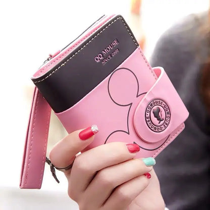 Explosion-Style Women’s Short Wallet — Korean PU Leather Cute Cartoon Zipper Purse, Multi-Card Folding Daily Pocket Wallet for Students