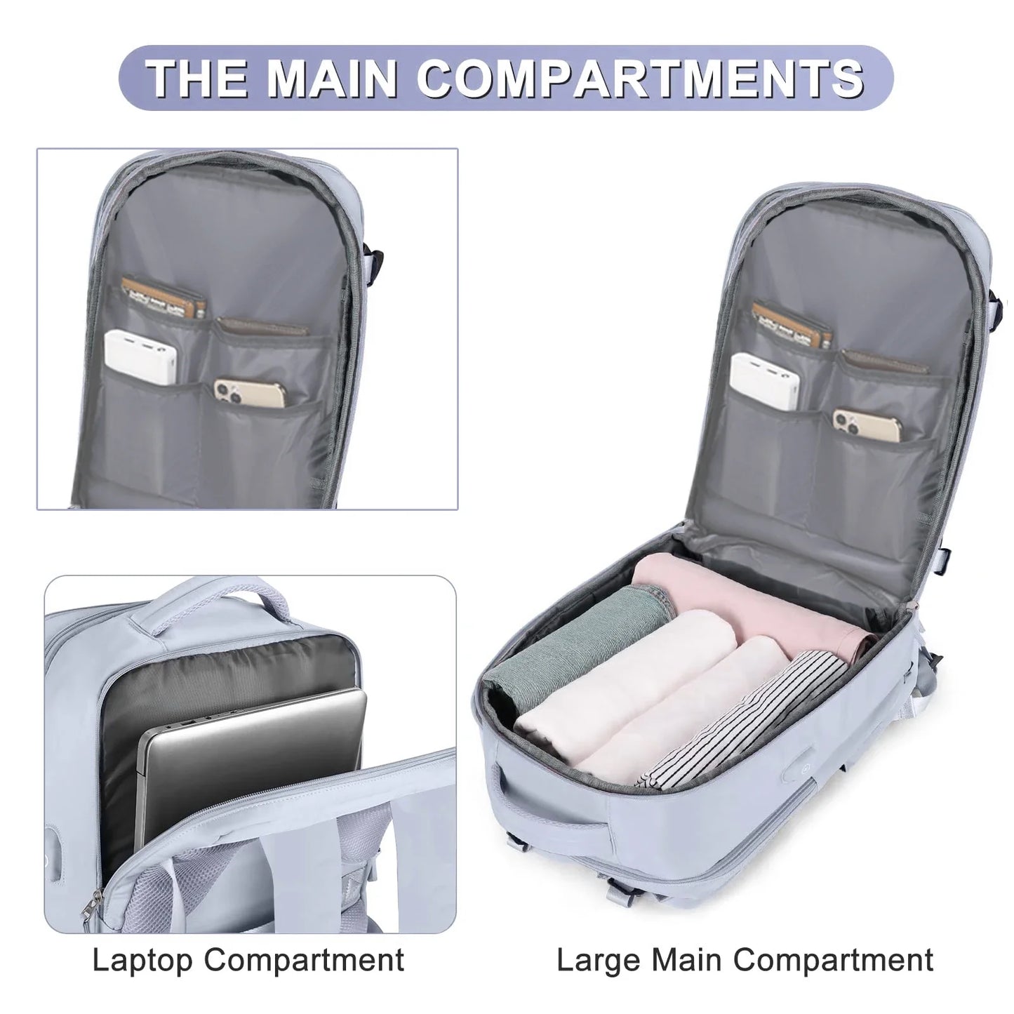 Travel Backpack for Men and Women: Airline Approved Waterproof Laptop Backpack - Fits 15.6-inch Laptop, School Bag with Shoe Compartment