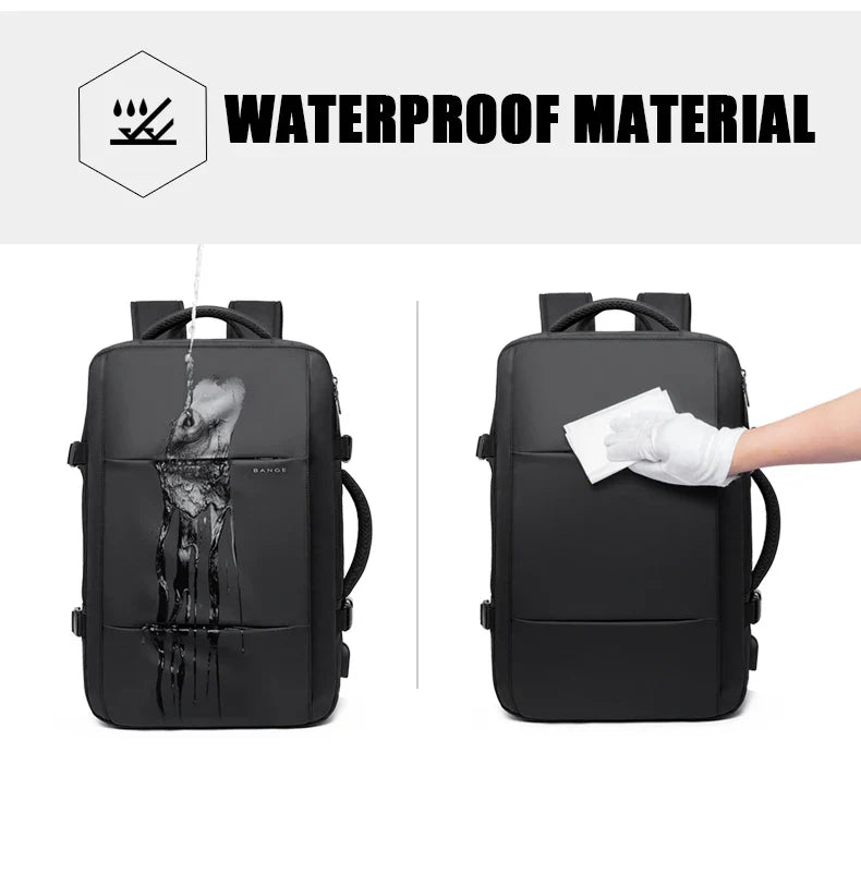 BANGE Expandable Men’s Waterproof Laptop Backpack – 17.3" Large Capacity Hiking & Travel Bag