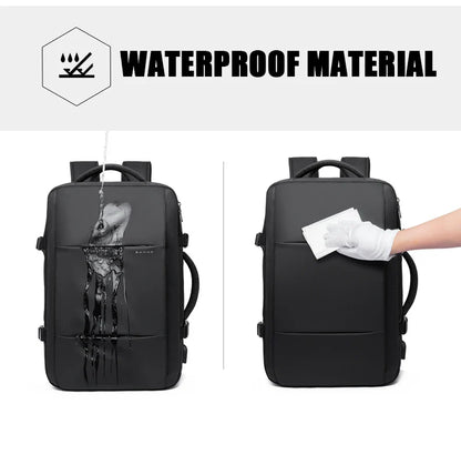 BANGE Expandable Men’s Waterproof Laptop Backpack – 17.3" Large Capacity Hiking & Travel Bag