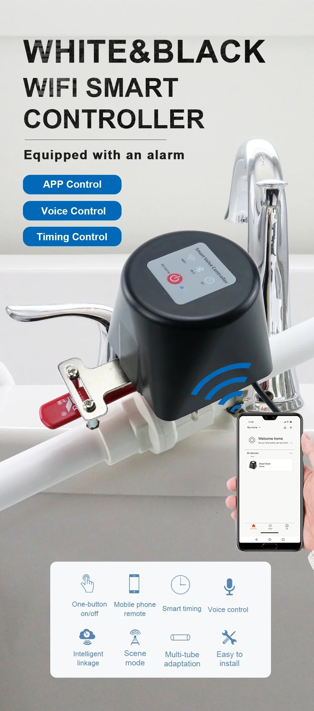 Tuya Zigbee Smart Gas & Water Valve Controller – WiFi Irrigation Timer Compatible with Alexa, Google Assistant, SmartLife
