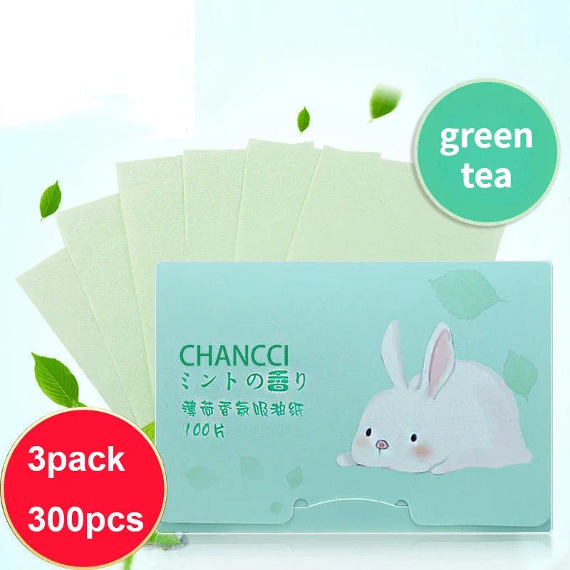 100/300PCS or 6 Packs Portable Facial Oil Blotting Papers – Oil Control & Face Cleansing Wipes
