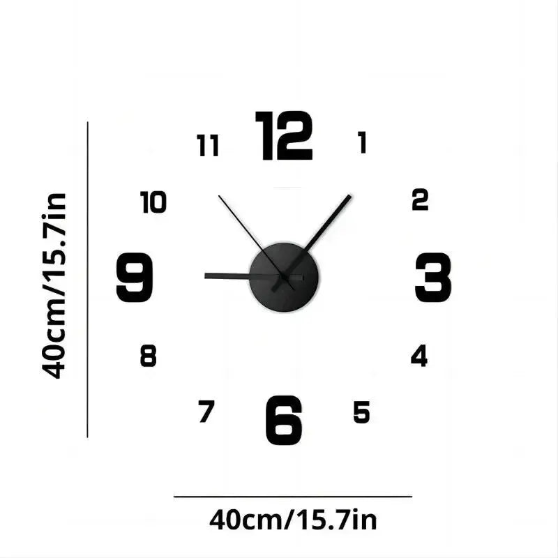 Frameless DIY Wall Clock Decal - Silent, Home Office Living Room Decor