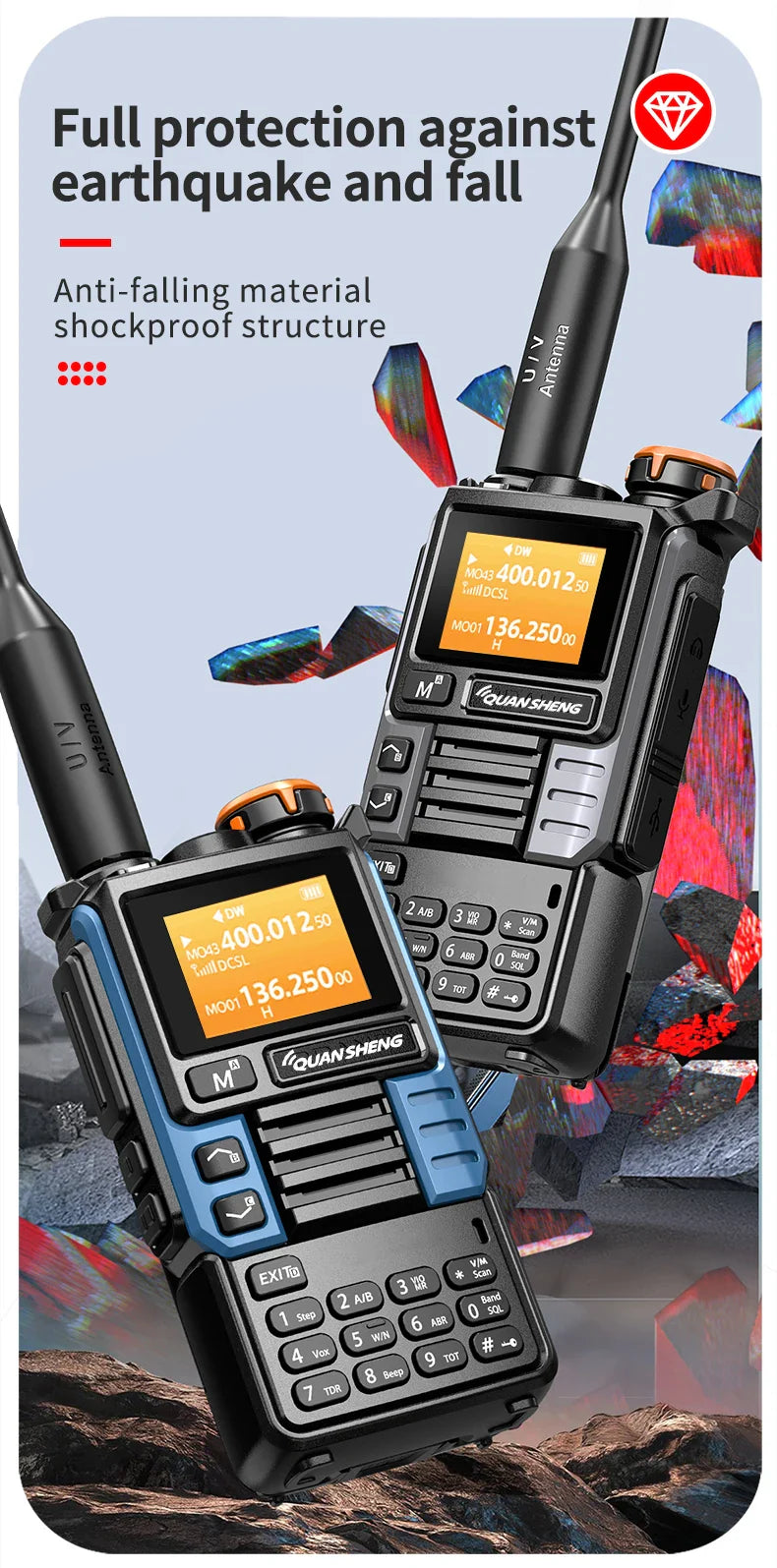 Quansheng UV-K6 Upgrade UV-K5 Interphone – 5W Air Band Radio, UHF/VHF, DTMF, FM Scrambler, NOAA Wireless Frequency with Type-C Charging