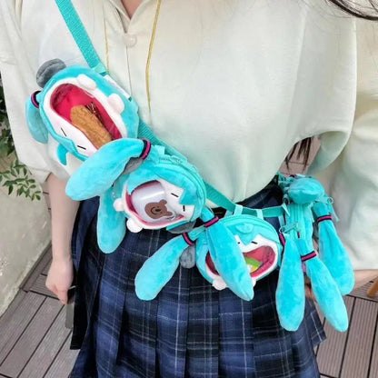 Japanese Anime Hatsune Miku Coin Purse – Creative Big Mouth Cartoon Soft Doll Mini Itabag Messenger & Earphone Bag Gift for Students