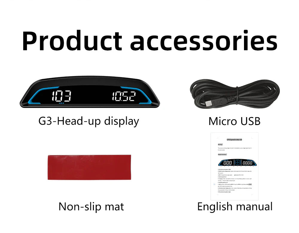AD G3/B3 OBD2 GPS Head-Up Display – Smart Car HUD with Digital Speedometer, RPM, Water Temp, Clock & Security Alarm