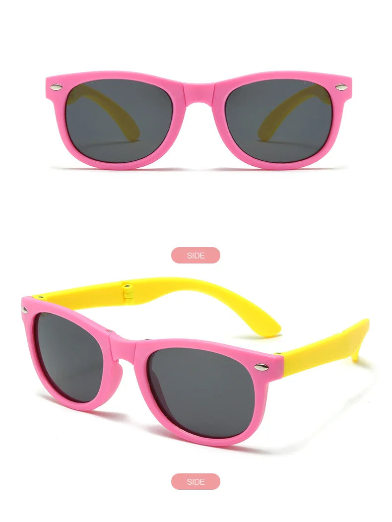 WarBlade Foldable Kids Sunglasses – Polarized UV400 Flexible Square Shades for Boys & Girls