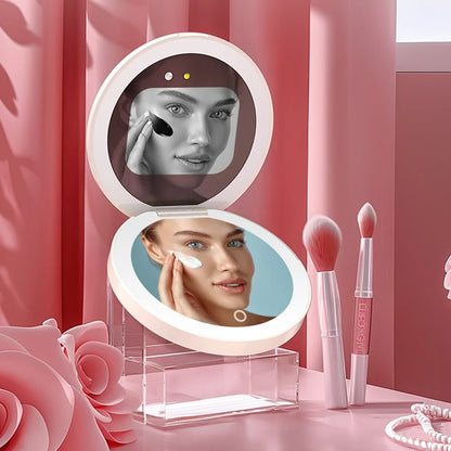 TENGMIR UV Smart Sunscreen Makeup Mirror – Portable LED Light UV Detection & Sunscreen Testing Mirror
