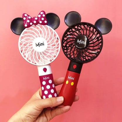 Mickey Mouse Cartoon USB Rechargeable Handheld Fan – Cute Anime Character Desktop Electric Fan with Night Light, Kawaii Gift Toy