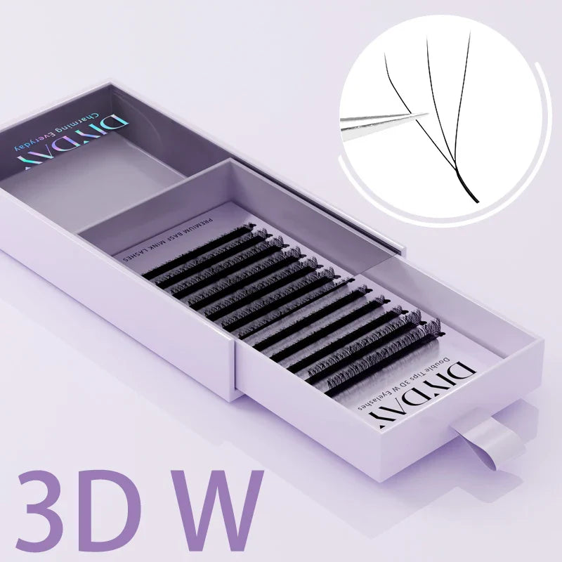 DIYDAY W Shape Eyelash Extensions 3D–8D – Premade W-Shaped Individual Faux Mink Lashes