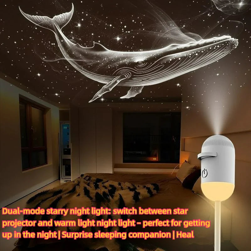 2-in-1 Mini Galaxy Star Projector Night Light – Starry Sky Ambient Bedroom Lamp for Sleep, Relaxation & Home Decoration