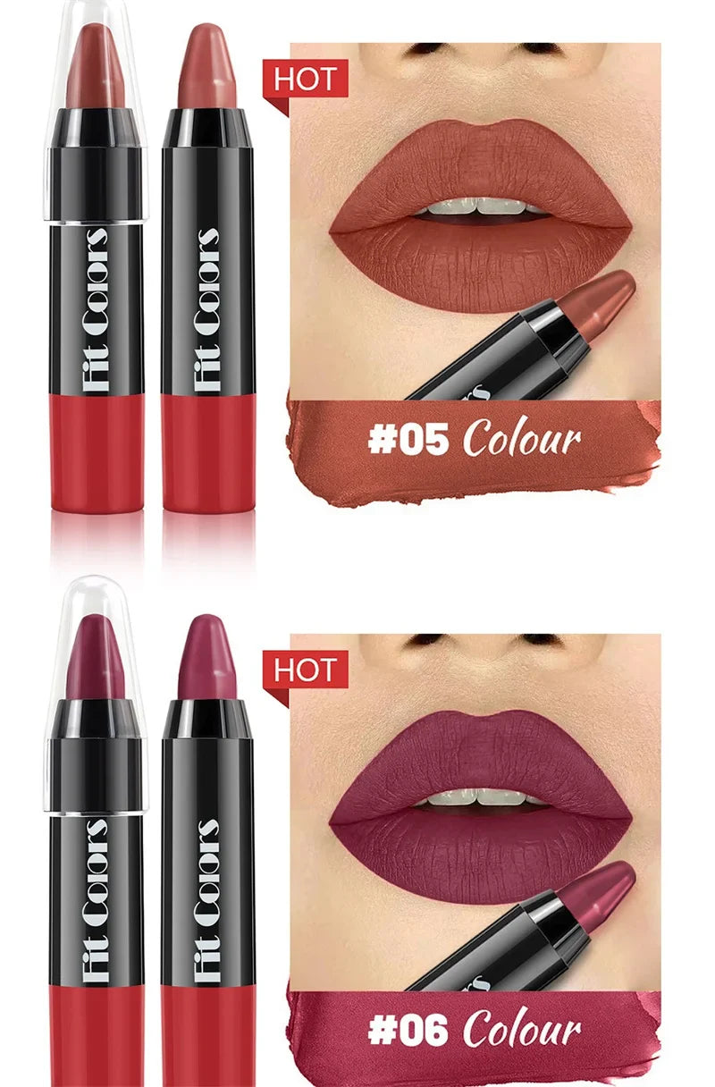 8-Color Velvet Matte Lipstick Pencil – Waterproof, Long-Lasting Sexy Red Lip Tint Non-Stick Makeup Pen