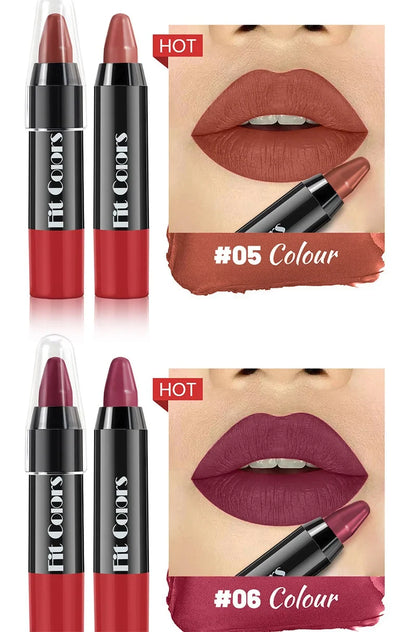 8-Color Velvet Matte Lipstick Pencil – Waterproof, Long-Lasting Sexy Red Lip Tint Non-Stick Makeup Pen
