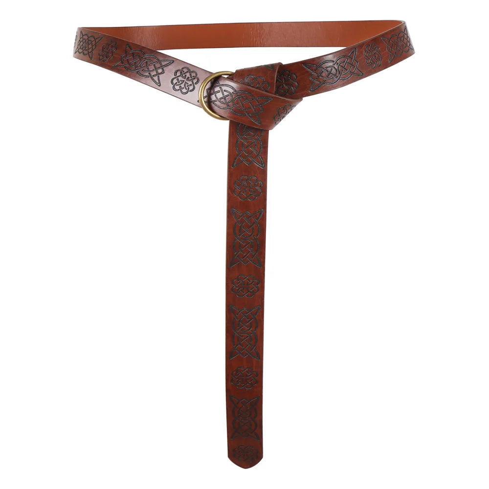 Medieval Elf Leaf Leather Belt Set – Glass Magic Bottle Case, Embossed Retro Leather Accessories for Halloween & Cosplay