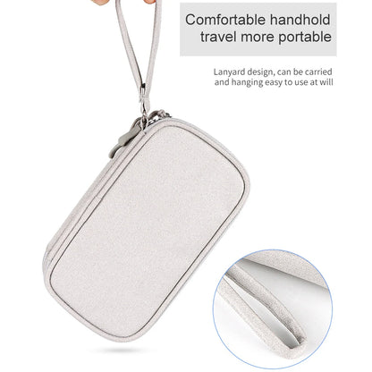 Waterproof Data Cable Storage Bag: Portable Travel Organizer with Double Layers - Carry Case for Cable Cord, USB Charger