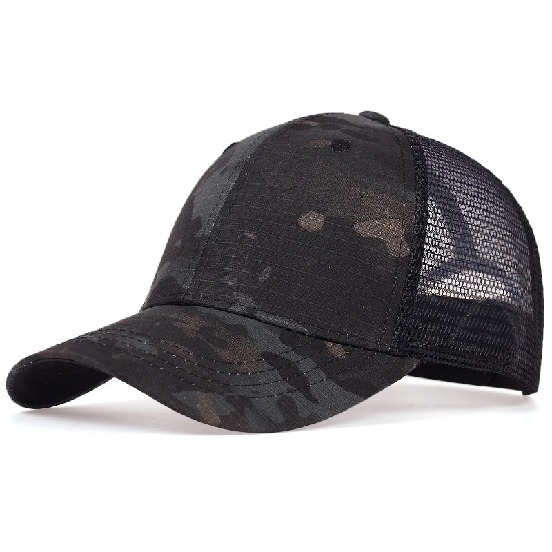 Mesh Summer Trucker Hat - Adjustable Camouflage Tactical Baseball Cap for Men & Women
