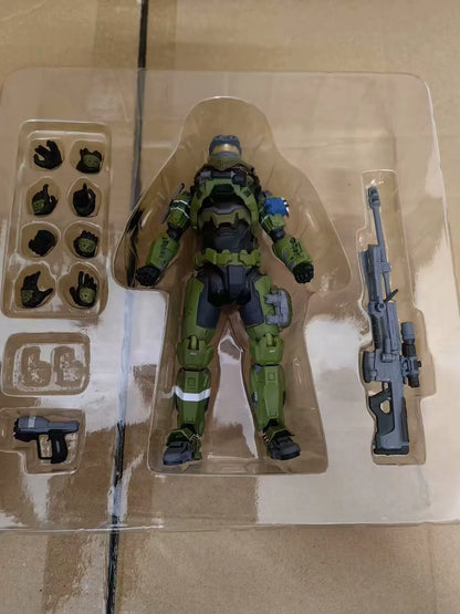 18cm Master Chief PVC Action Figure – 1/12 Articulated Collectible Model Toy with 2 Signs