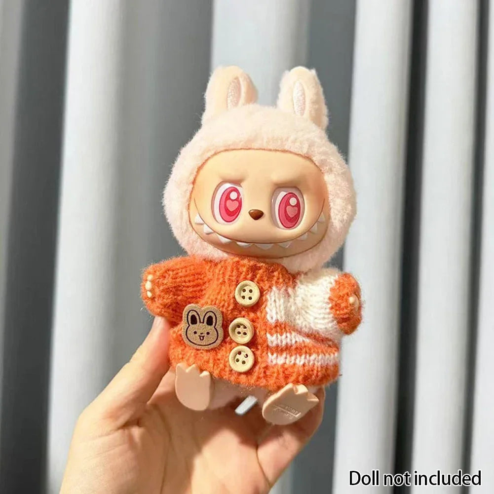 Labubu Doll Clothes Outfit (15-17cm) – Sitting Party Bear Accessories with Scarf, Hat & Bag