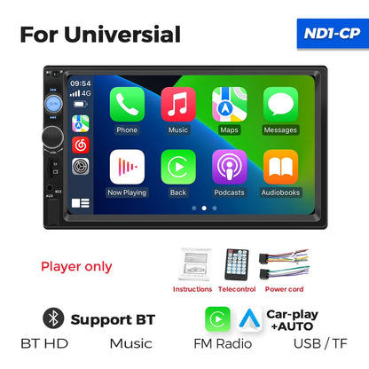 Navifly ND1 2-Din Car Radio — 7" HD Touchscreen Multimedia Player, Universal MP5 Stereo with Bluetooth, TF, FM & Camera Support