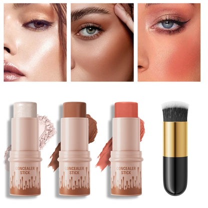 Contour Stick Set – Natural Matte Finish Highlighters & Shadow, Waterproof V-Face Shaping Contour Wand for Face Makeup