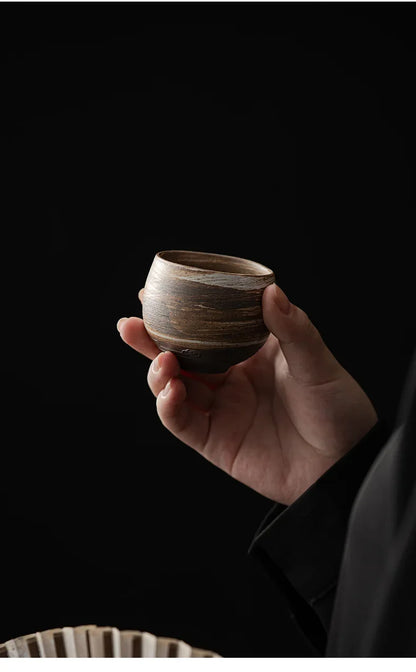 Japanese Handmade Stoneware Tea Cup – Small Kung Fu Single Teacup Vintage Style