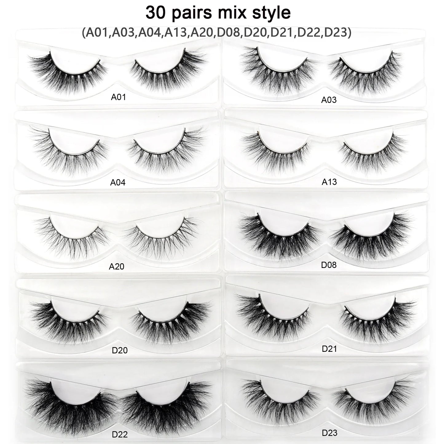Visofree 3D Mink Eyelashes – 30/40/100 Pairs Handmade Full Strip Lashes with Tray, Cruelty-Free False Lashes for Makeup