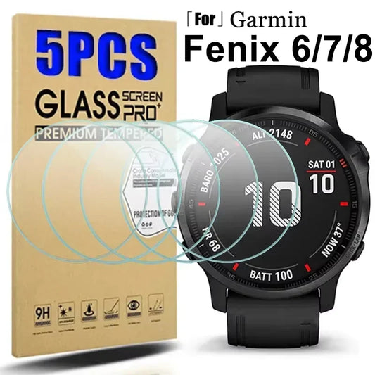 Tempered Glass Screen Protector for Garmin Fenix 8 7 6 Series – HD Sapphire Film for 43mm, 47mm, 51mm Smartwatch