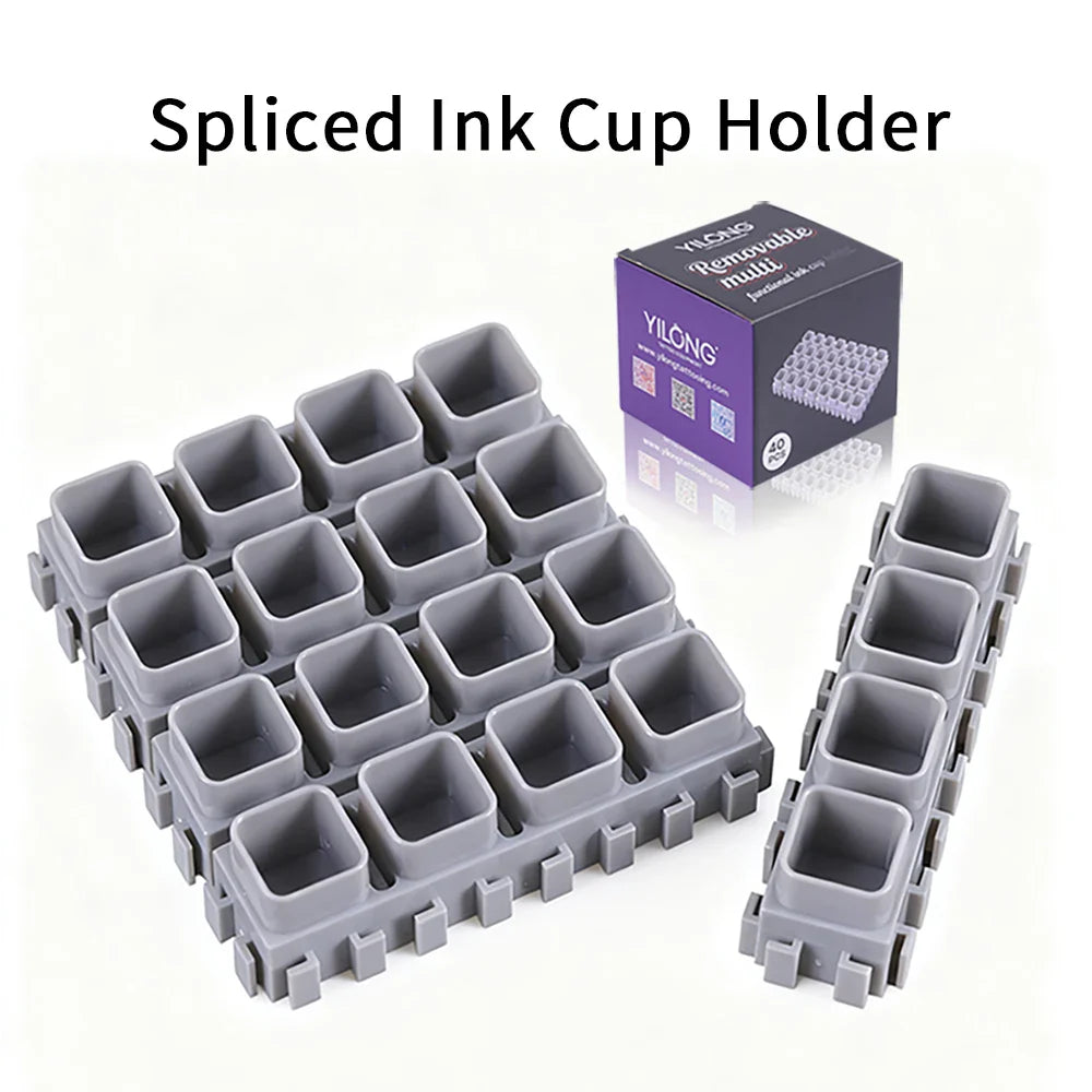 YILONG Multi-Spliced Tattoo Ink Cup & Cartridge Holder — ABS Desktop Storage Rack for Tattoo Accessories