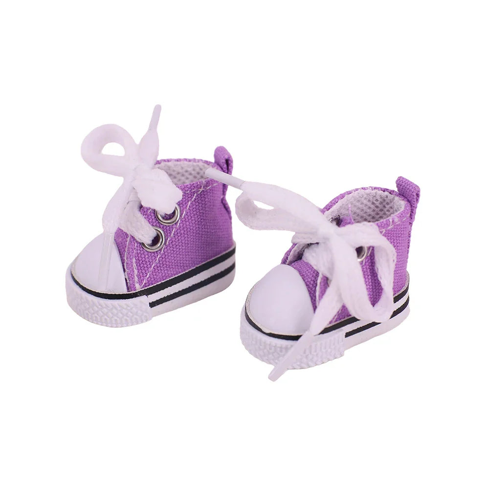 3.8cm Doll Canvas & Leather Shoes for 17cm Labubu Dolls – Cute Doll Clothes Accessories & Gift for Girls