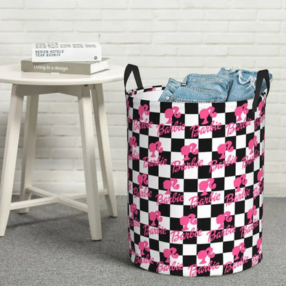 Custom Barbie Logo Laundry Basket – Collapsible Large Capacity Clothes Storage Bin, Disney Baby Hamper