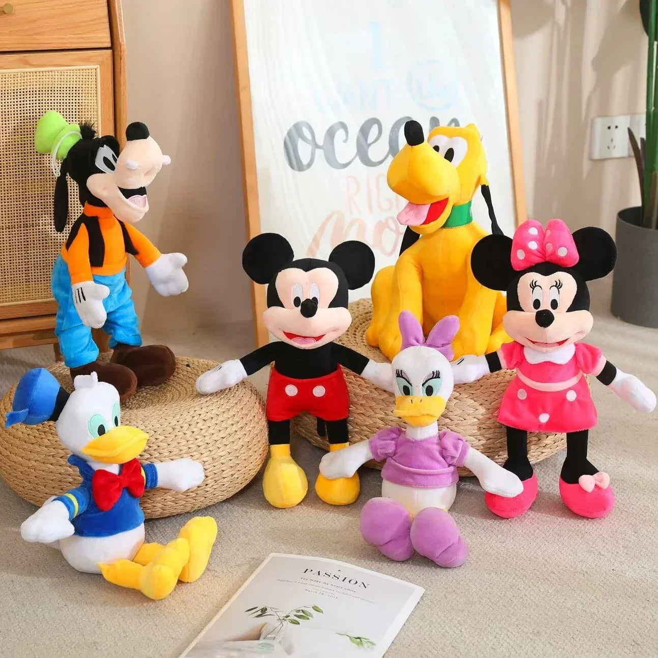 High-Quality Disney Plush Toy Set — Mickey, Minnie, Pluto, Goofy, Daisy & Donald Stuffed Cuddly Dolls for Kids, Home Decor & Gifts