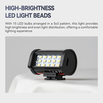 TTARTISAN Mini LED Fill Light - Magnetic Mount Retro Film Style Video Light, 0.5W, 3000/4500/6000K, CRI 95+, 300mAh Cold Shoe