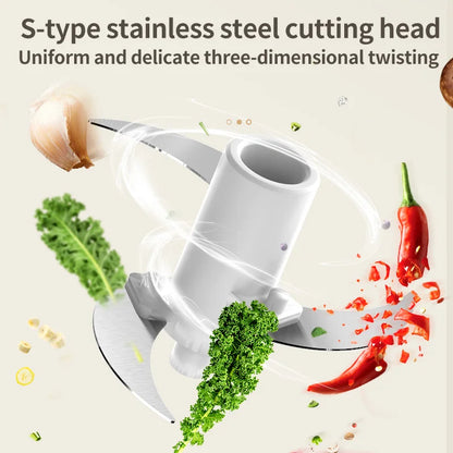 350ml Mini Wireless Electric Garlic Press - Dual Purpose USB Charging Food Shredder for Garlic Puree, Meat, and Vegetables