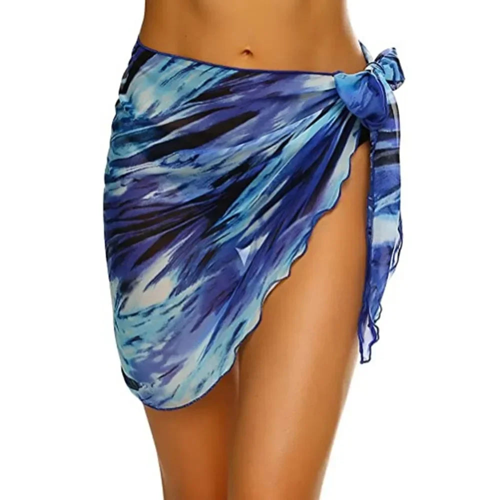 Women's Summer Sheer Sarong Cover-Up - Solid Chiffon Bikini Wrap Beach Skirt