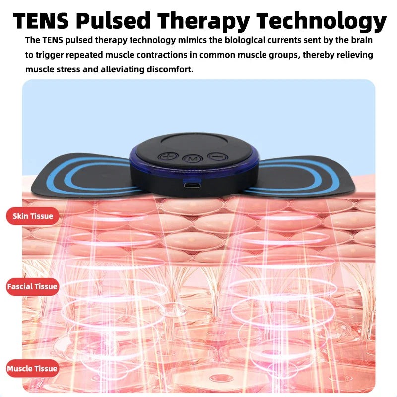 Rechargeable Neck Massager - EMS Electric Cervical Massage Patch with Low Frequency Pulse for Muscle Pain Relief