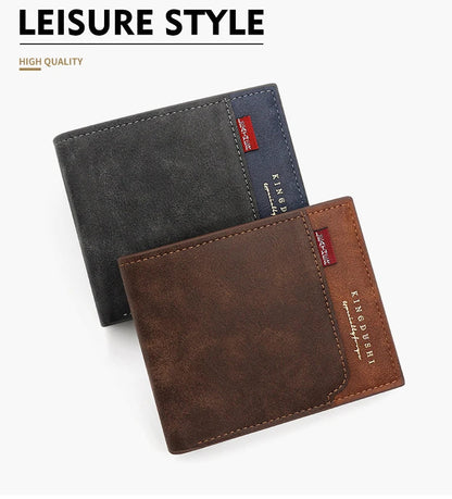 Personalized Men’s Short Wallet – High-Quality Classic Card Holder with Zipper Coin Pocket & Money Clip