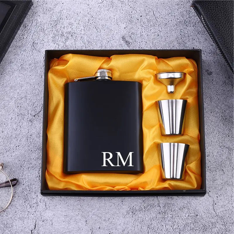 Personalized 6oz Stainless Steel Hip Flask – Engraved Gift for Best Man, Groom, Wedding with Custom Logo & Gift Box