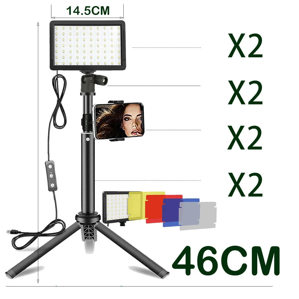 LED Photography Video Light Panel Kit - RGB Lighting for Studio, YouTube & Live Streaming with Tripod Stand
