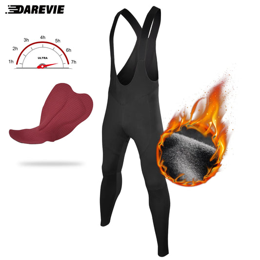 DAREVIE Winter Thermal Cycling Bib Pants – Windproof, Water-Resistant Tights with 120KG/m³ Pad